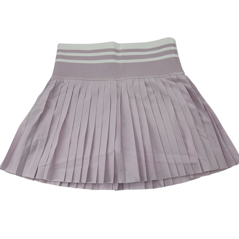 Lavender Purple Pleated Tennis Skirt Striped Elastic Waist Mini Skort XL